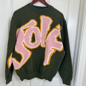 Golf Le Fleur Green Sweater with Pink and Orange Logo